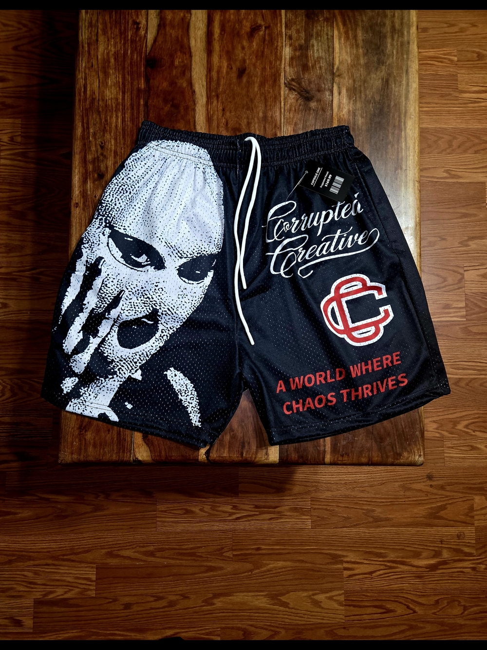 Corrupted Creative Men's "Shiesty" Black Graphic Athletic Shorts